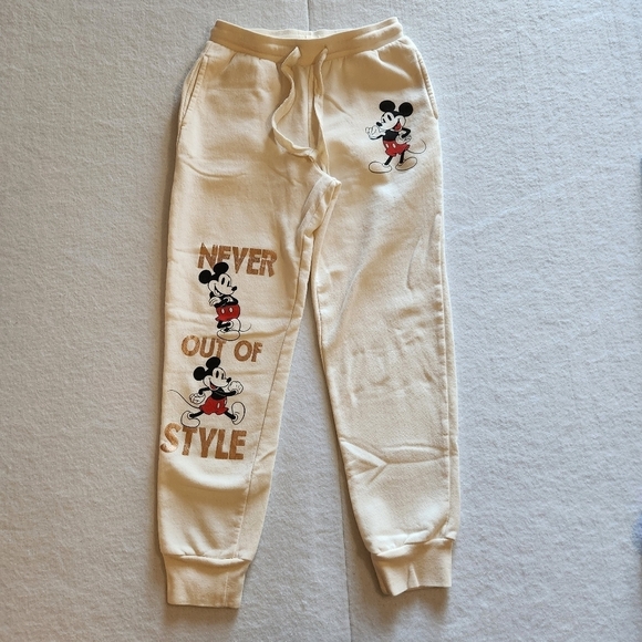 Disney Pants - Disney cream Mickey Mouse Joggers Size Small Like new "never out of style"